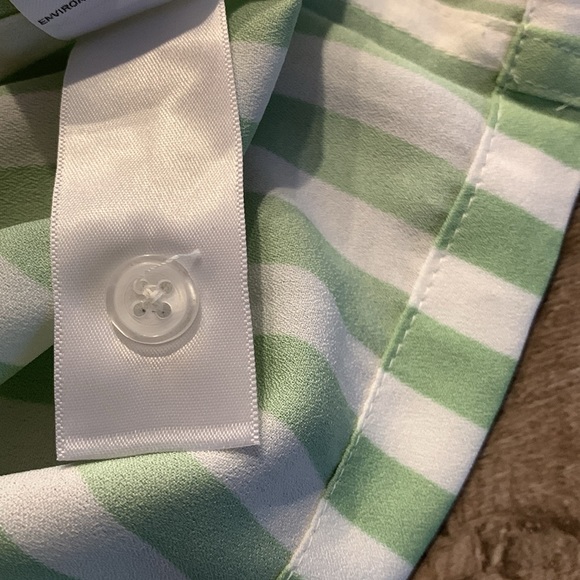 ASOS Camp Shirt Green Stripe Medium Long - Picture 8 of 8